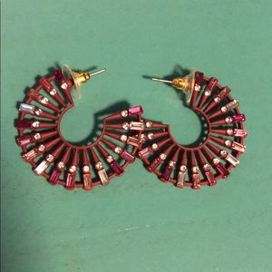 Magenta with jewels earrings
